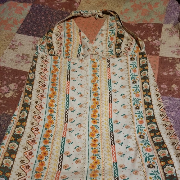 OOAK Vintage Floral Handmade Open Back Halter Farmer's Market Maxi Sundress - Picture 9 of 10